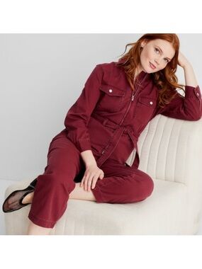 Future Collective Burgundy Utility Jumpsuit XS.